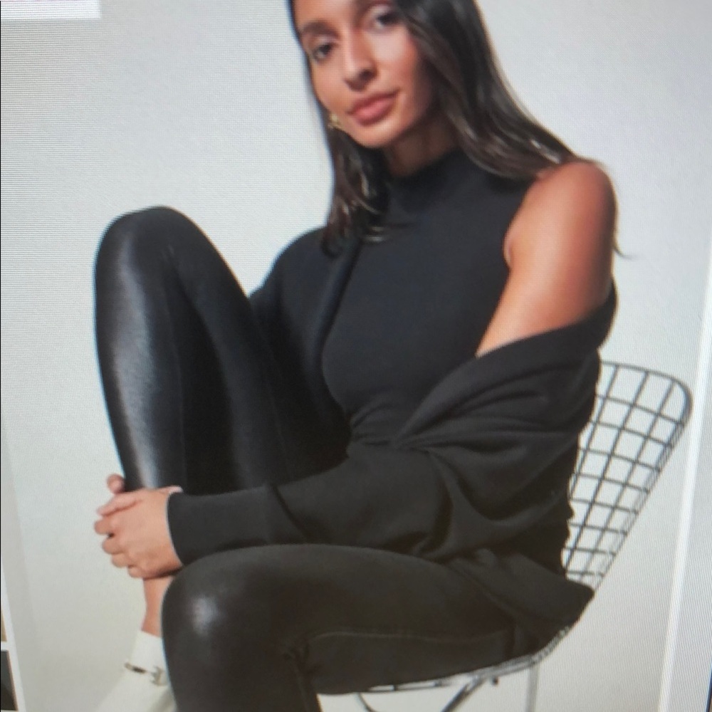 ❤ NWOT! SPANX FAUX LEATHER HIGH RISE PULL ON SHAPEWEAR SKINNY LEGGINGS